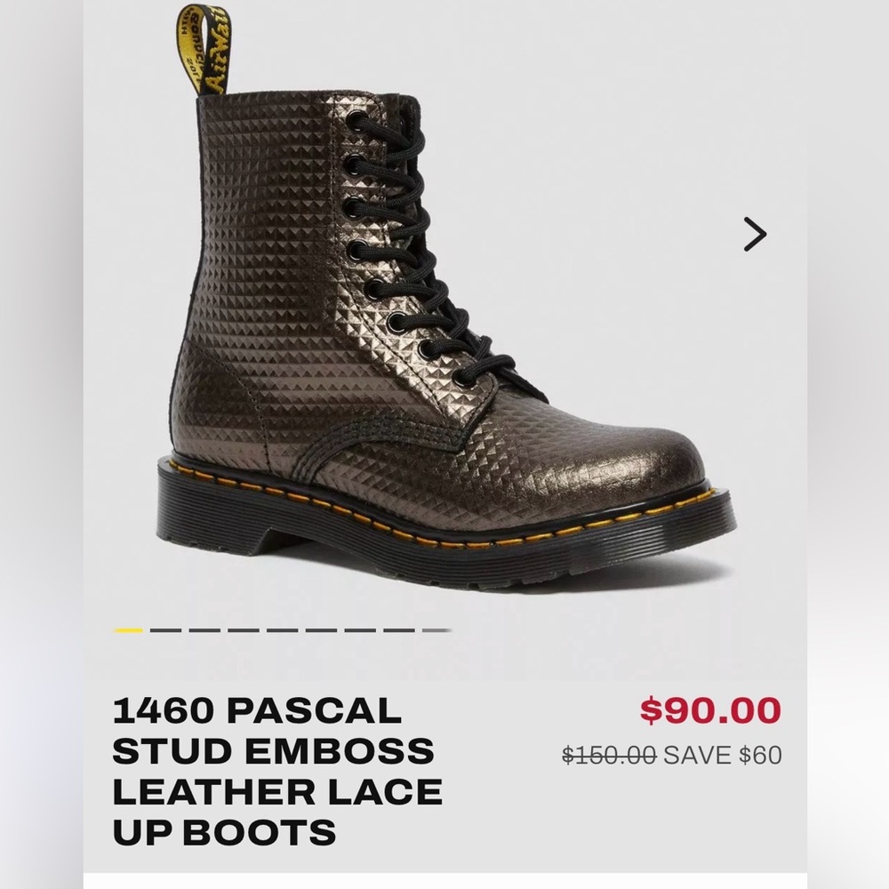 Dr. Martens Black Pascal Stud Emboss Leather Lace Up Boots